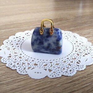 Sodalite Gemstone Mini Purse Handbag Carved Stone Crystal